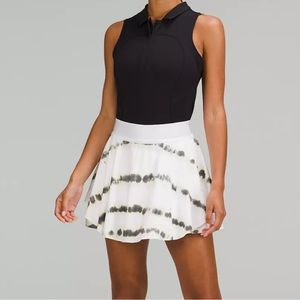 New Lululemon court rival perforated HR skirt long white with gray lines size 12